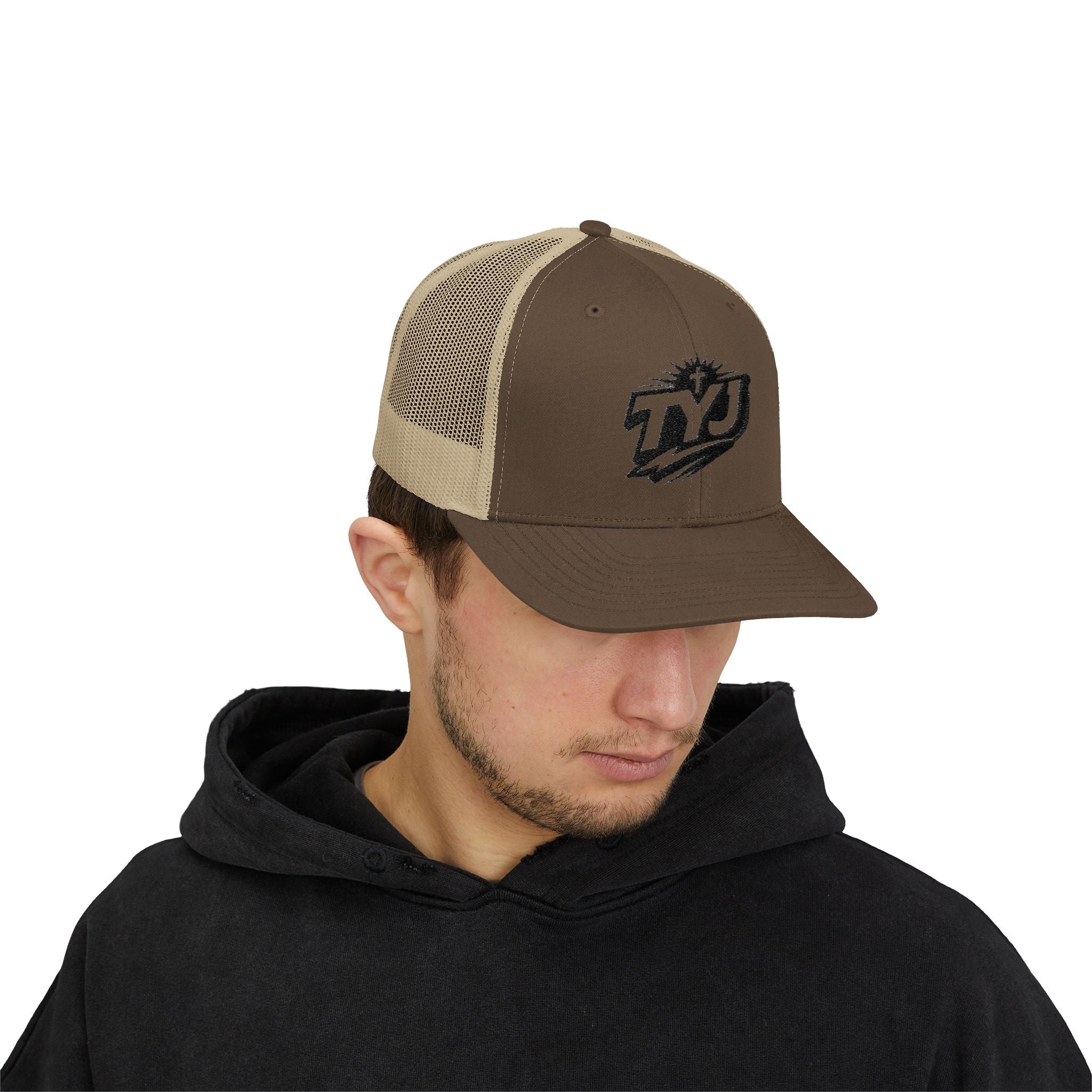 TYJ Logo Trucker Cap — Retro Sport Snapback Hat