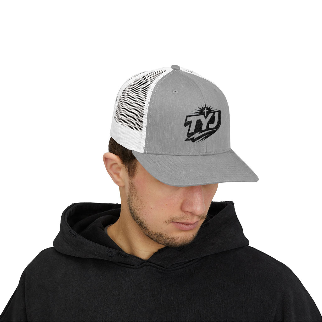 TYJ Logo Trucker Cap — Retro Sport Snapback Hat