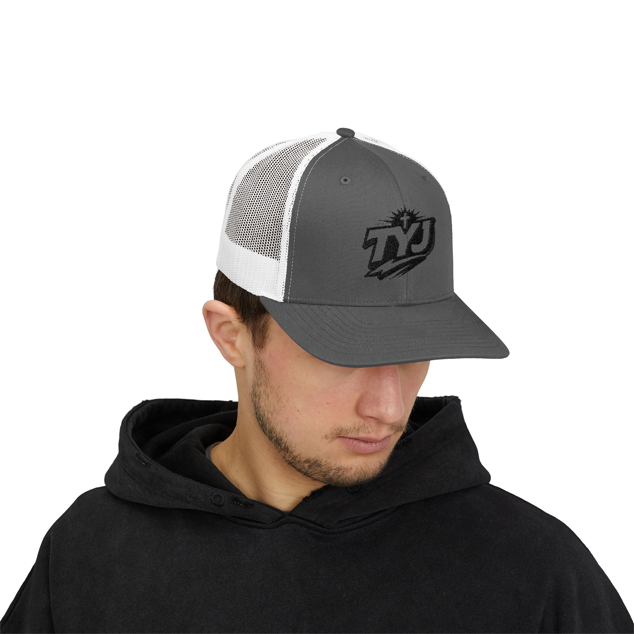 TYJ Logo Trucker Cap — Retro Sport Snapback Hat
