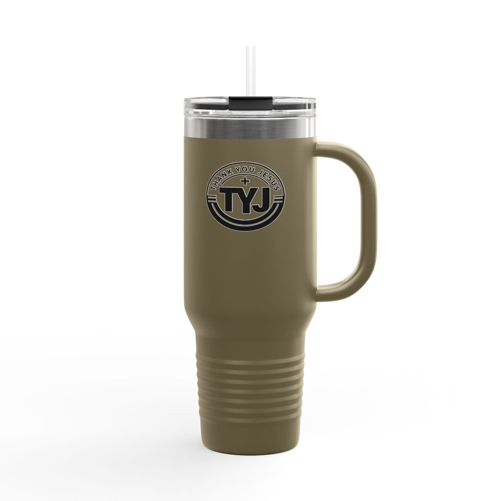 TYJ Logo 40oz Insulated Travel Mug — Thank You Jesus Stainless Tumbler