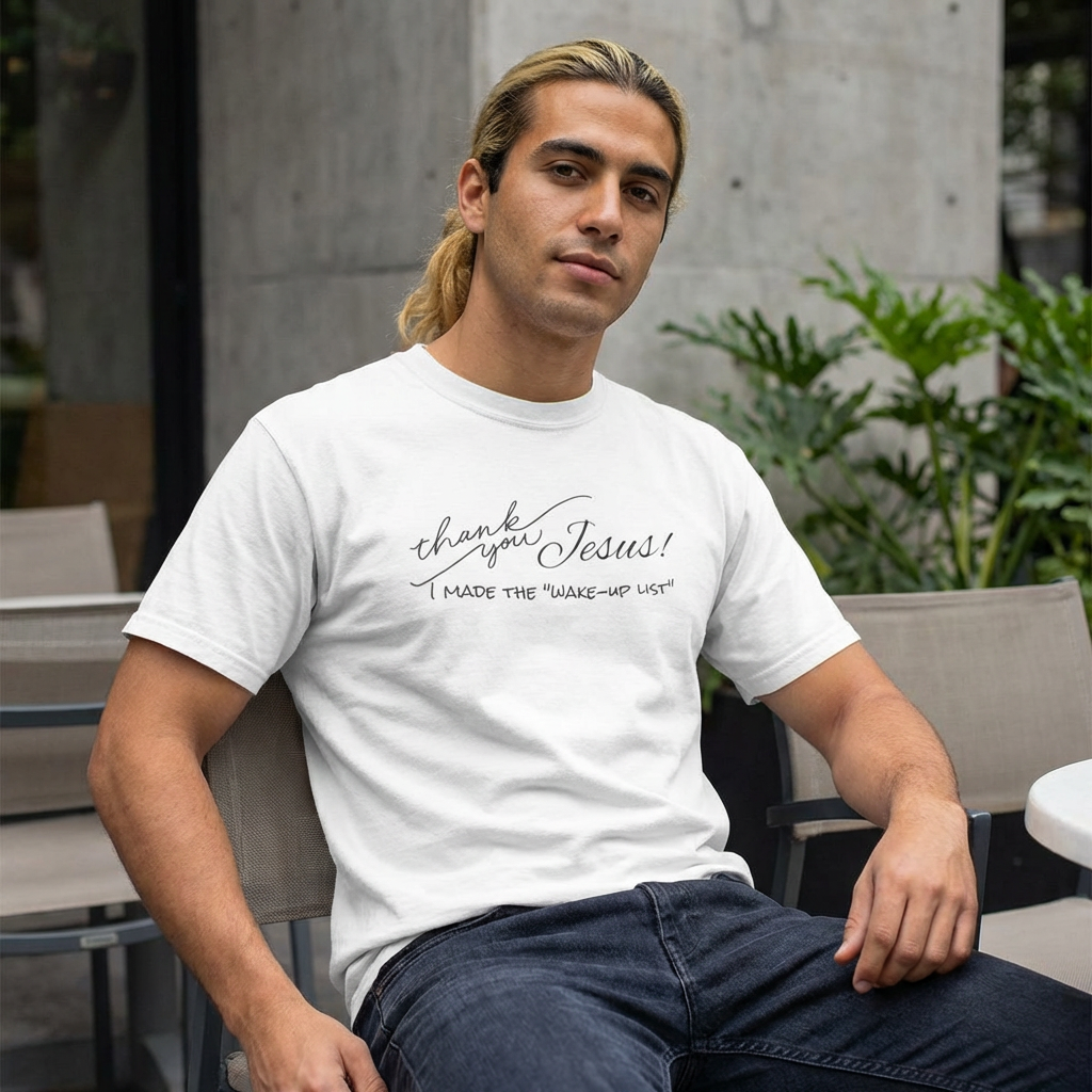 Thank You Jesus T-Shirt — "I Made the 'Wake-Up' List" Christian Tee