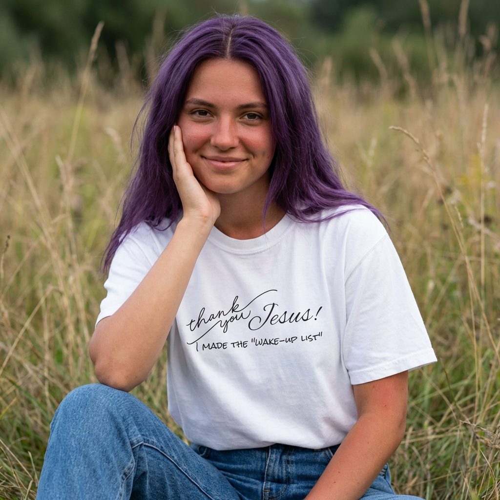 Thank You Jesus T-Shirt — "I Made the 'Wake-Up' List" Christian Tee