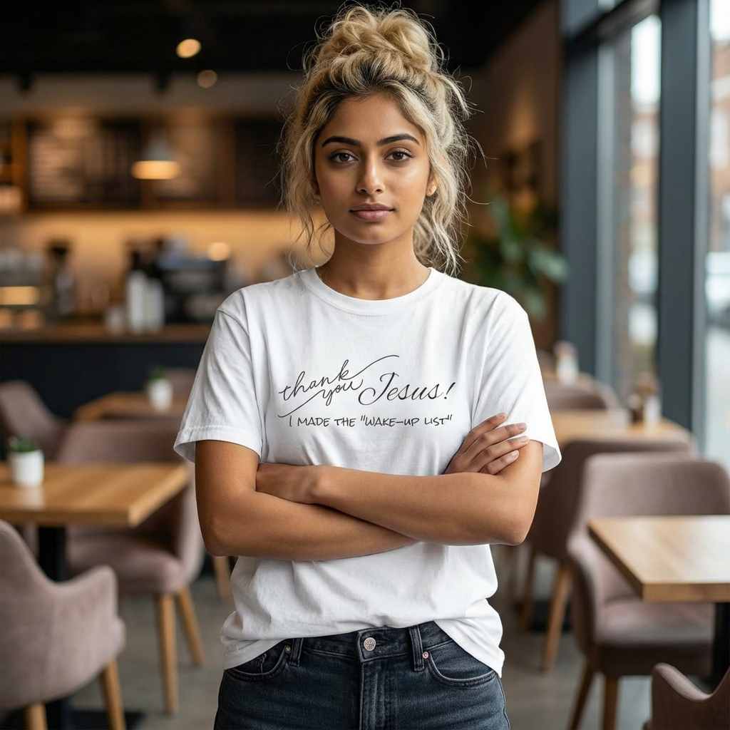 Thank You Jesus T-Shirt — "I Made the 'Wake-Up' List" Christian Tee