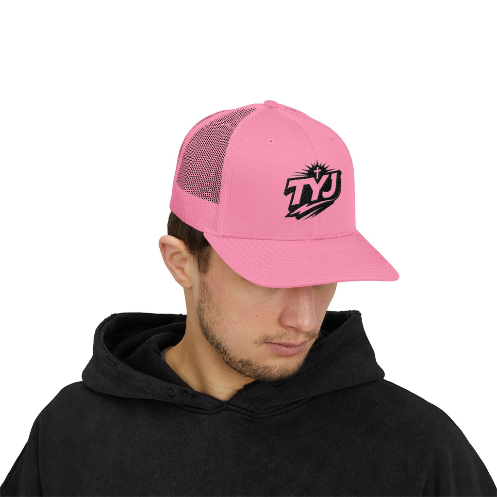 TYJ Logo Trucker Cap — Retro Sport Snapback Hat
