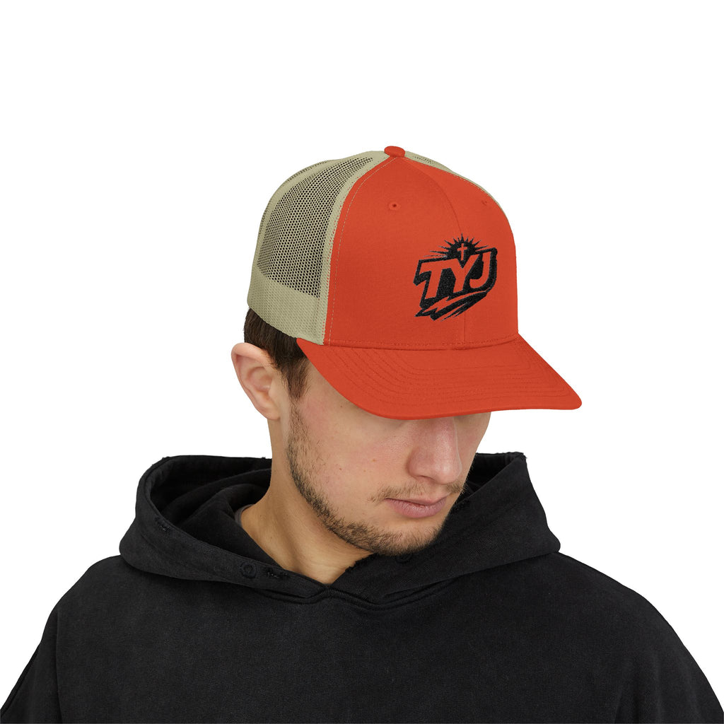 TYJ Logo Trucker Cap — Retro Sport Snapback Hat